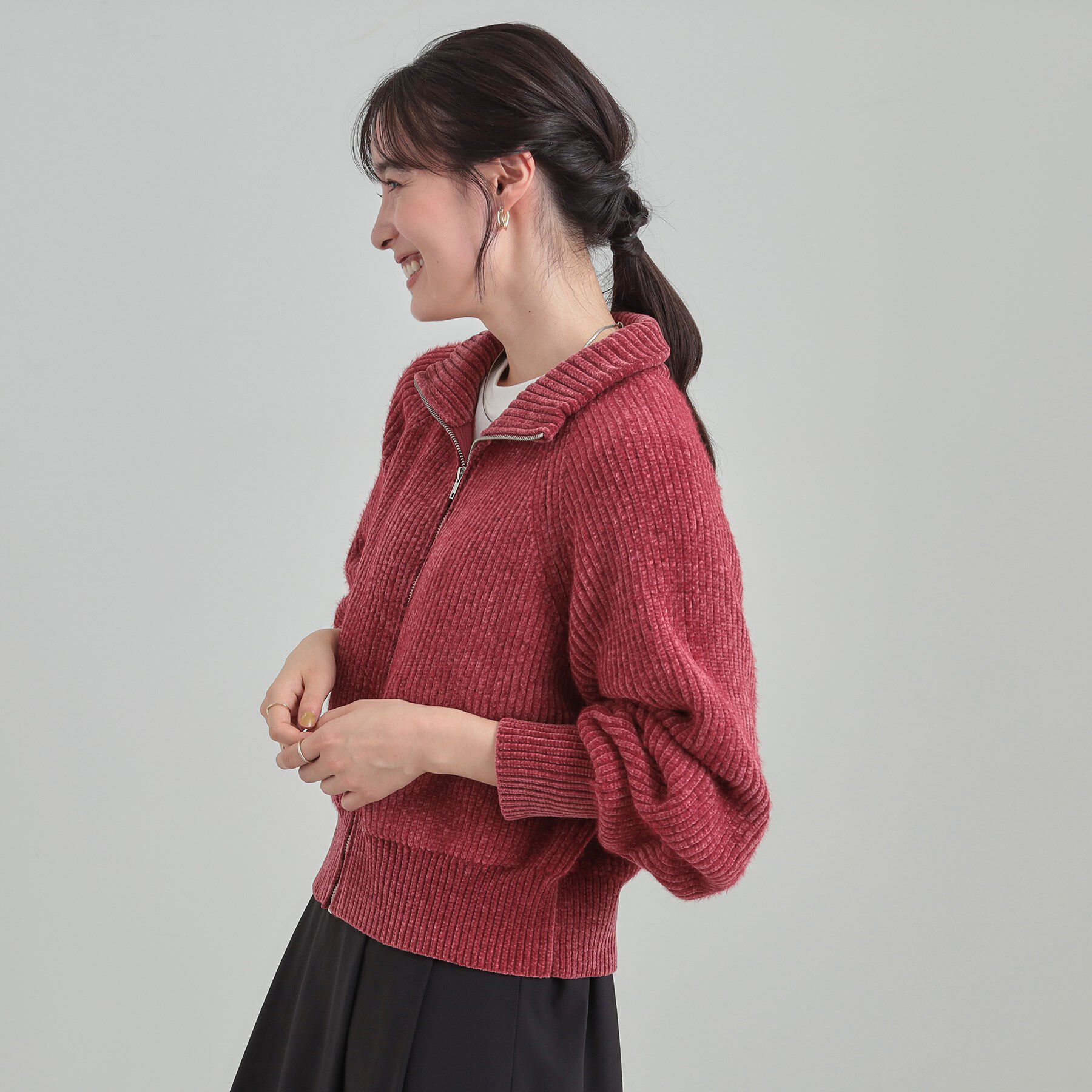 SHOO･LA･RUE「大人カジュアルスタイルに フェザーストライプモールブルゾン」|ブルゾン・スタジャン|