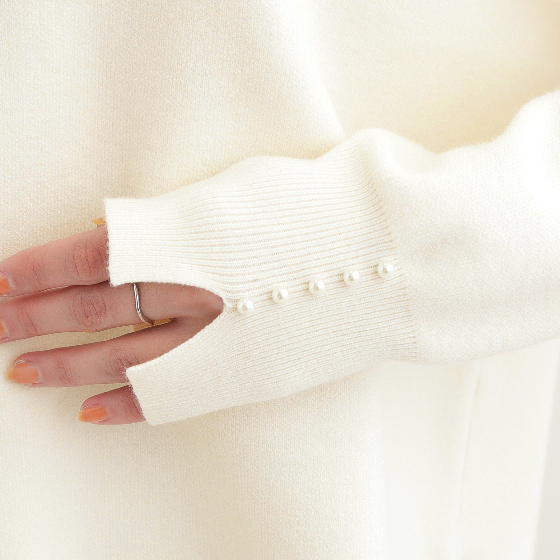 SHOO･LA･RUE「【洗濯機可/セットアップ可/S-LL】インせず着られる もちもち裾ラウンドニット」|ニット・セーター|