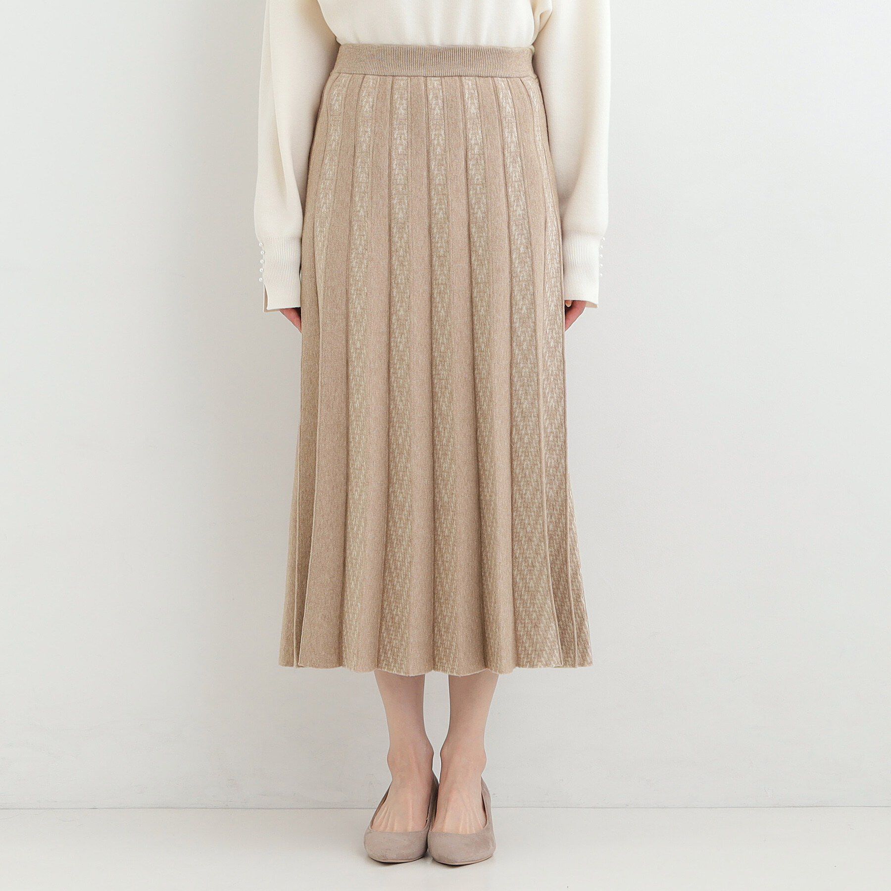 SHOO･LA･RUE「【洗濯機可/セットアップ可／S-LL】新色追加 女性らしさ際立つ もちもちニットスカート」|スカート|