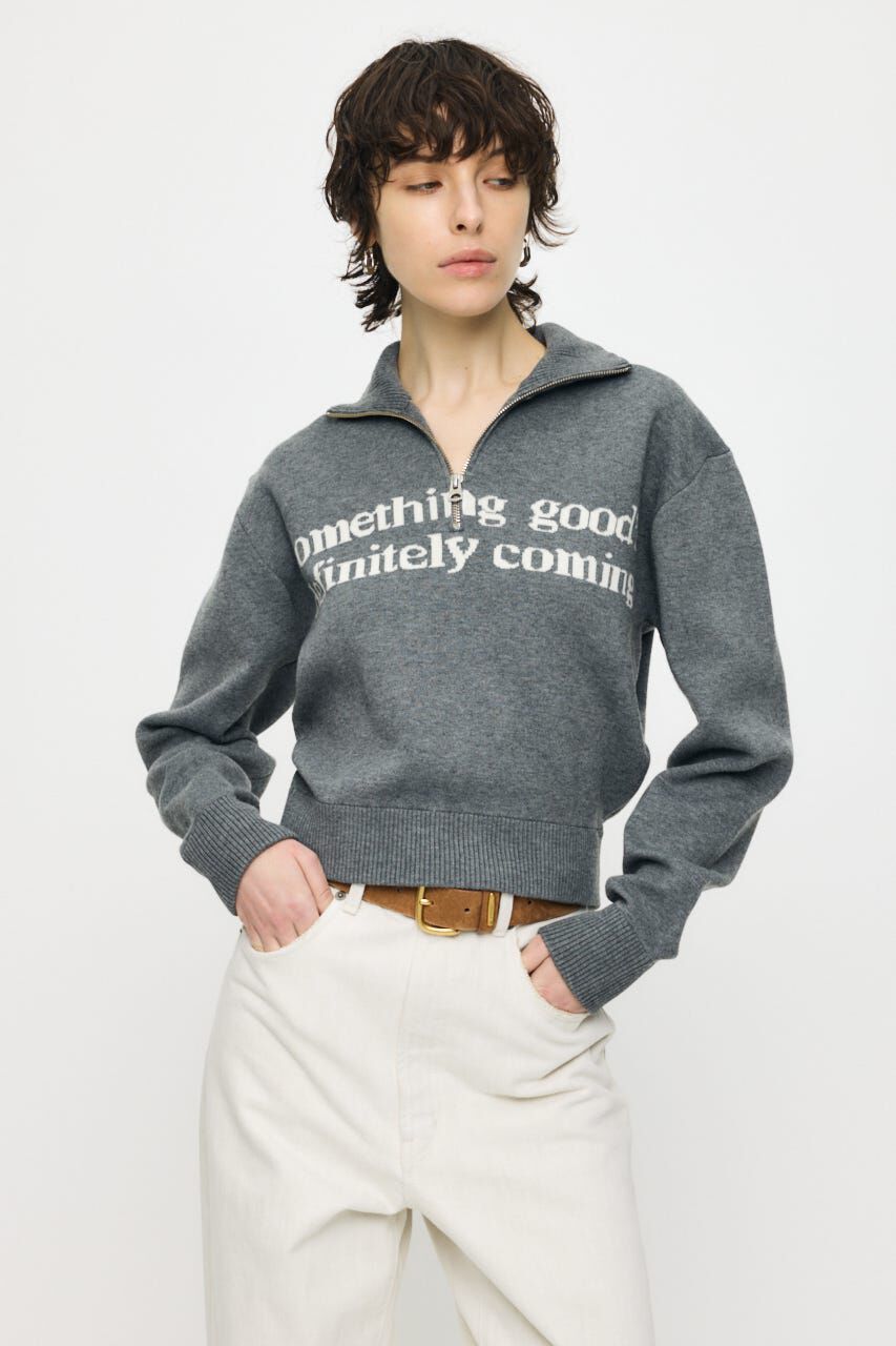 MOUSSY「LETTERED HALF ZIPセーター」|ニット・セーター|T.GRY