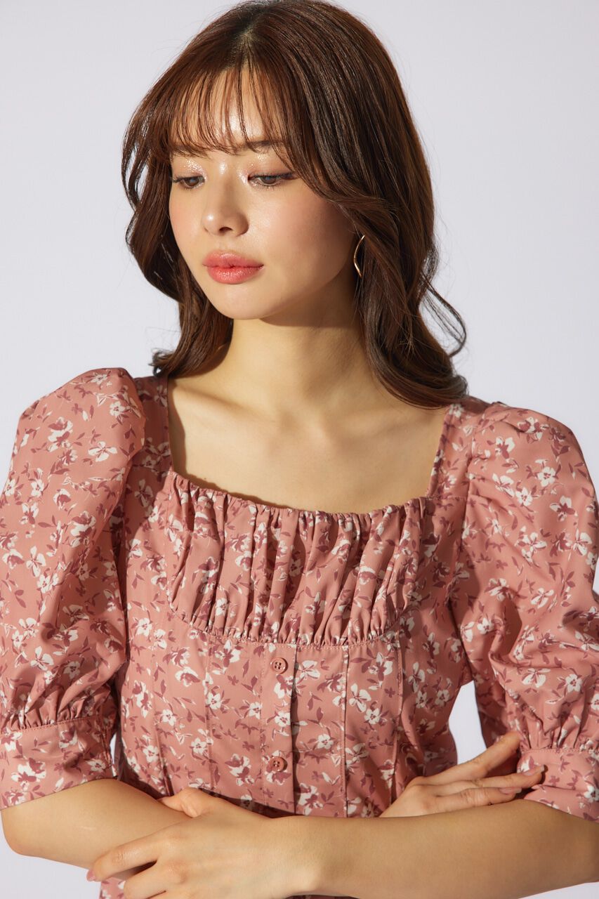 rienda「バストギャザーデザインフレアワンピース」|ワンピース|