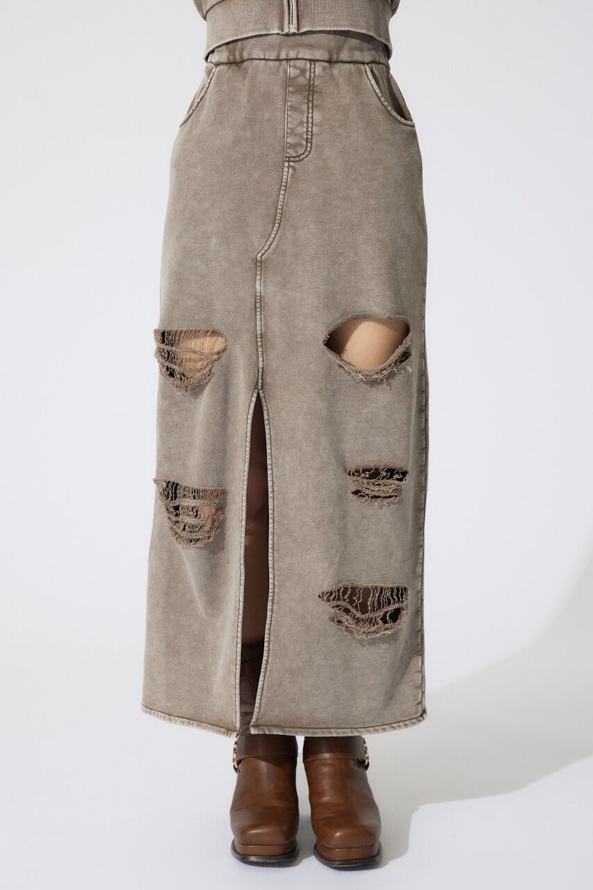 rienda「クラッシュスウェットジャストウエストスカート」|スカート|