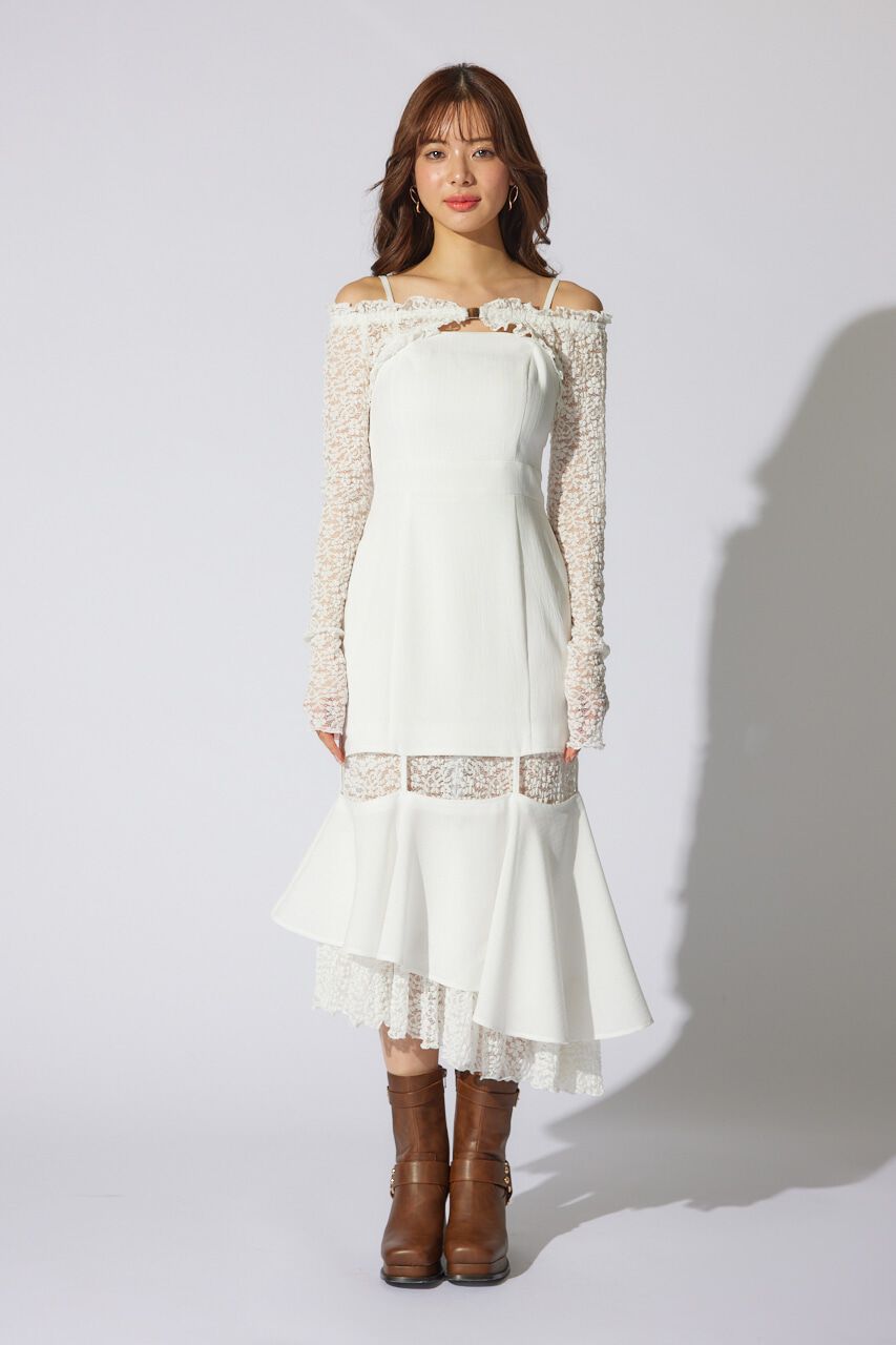 rienda「オフショルレースコンビマーメイドワンピース」|ワンピース|