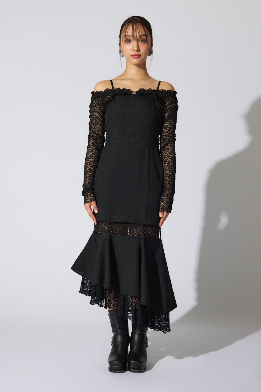 rienda「オフショルレースコンビマーメイドワンピース」|ワンピース|