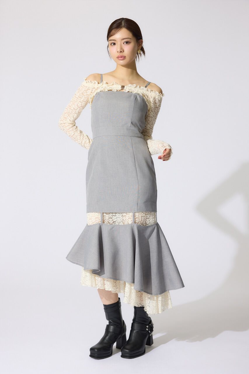 rienda「オフショルレースコンビマーメイドワンピース」|ワンピース|GRY