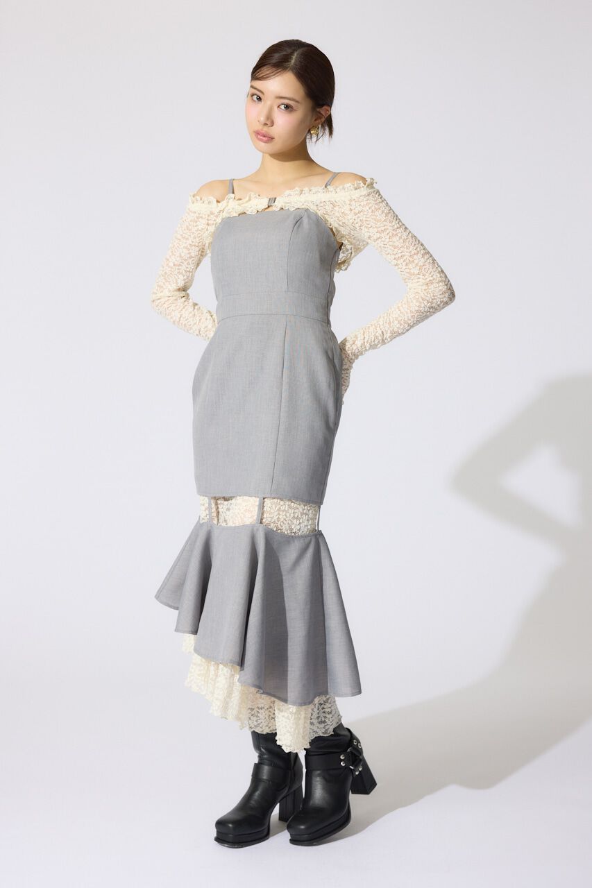 rienda「オフショルレースコンビマーメイドワンピース」|ワンピース|