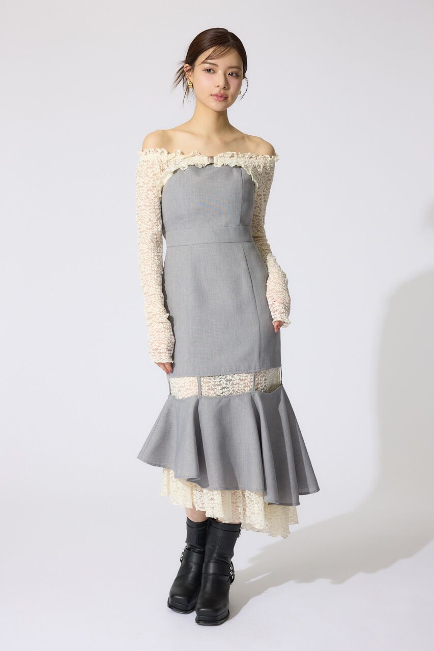 rienda「オフショルレースコンビマーメイドワンピース」|ワンピース|