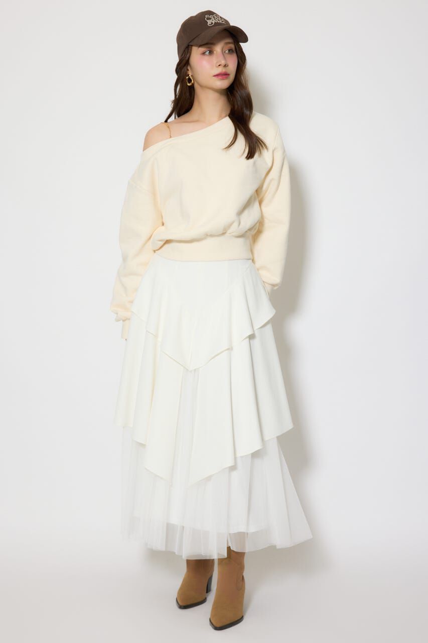 rienda「チュールレイヤードラッフルジャストウエストスカート」|スカート|