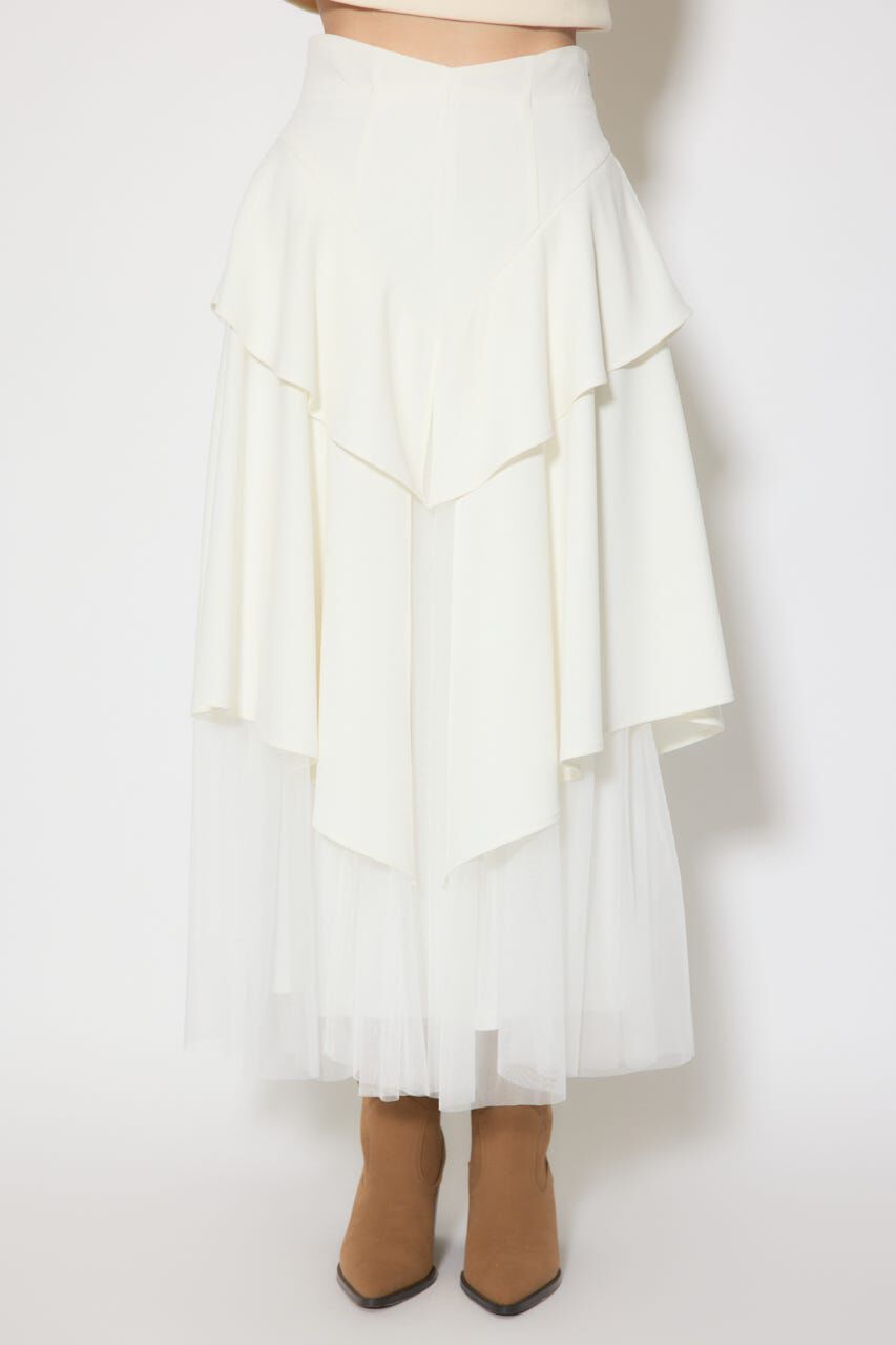 rienda「チュールレイヤードラッフルジャストウエストスカート」|スカート|