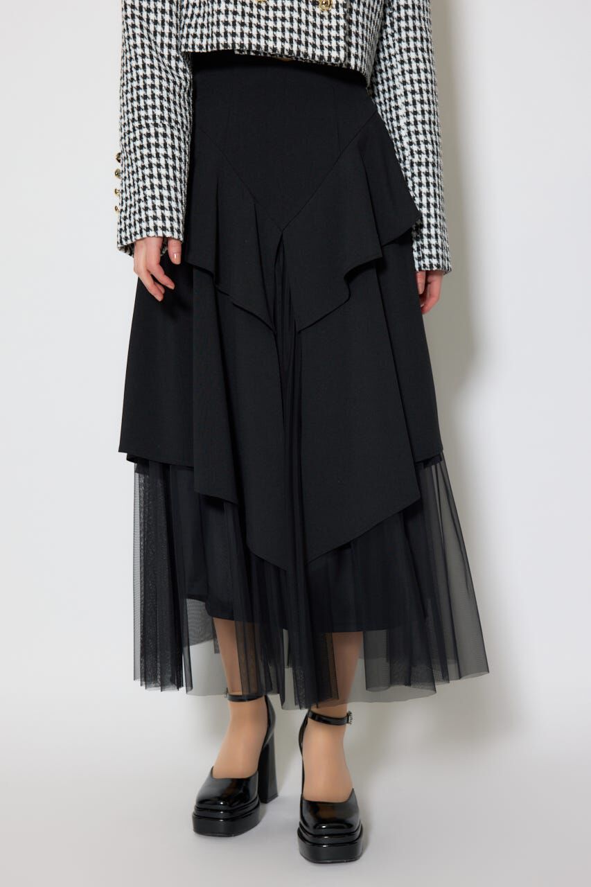 rienda「チュールレイヤードラッフルジャストウエストスカート」|スカート|