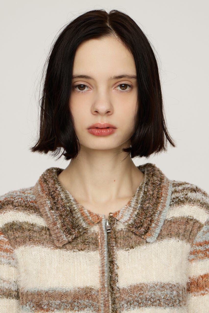 SLY「SHAGGY MIX FRONT ZIP トップス」|ニット・セーター|