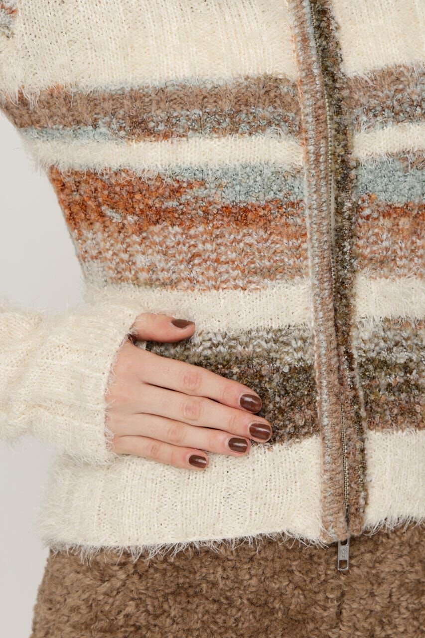 SLY「SHAGGY MIX FRONT ZIP トップス」|ニット・セーター|