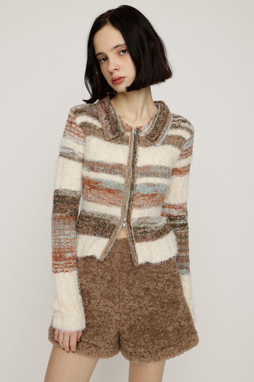 SLY「SHAGGY MIX FRONT ZIP トップス」|ニット・セーター|