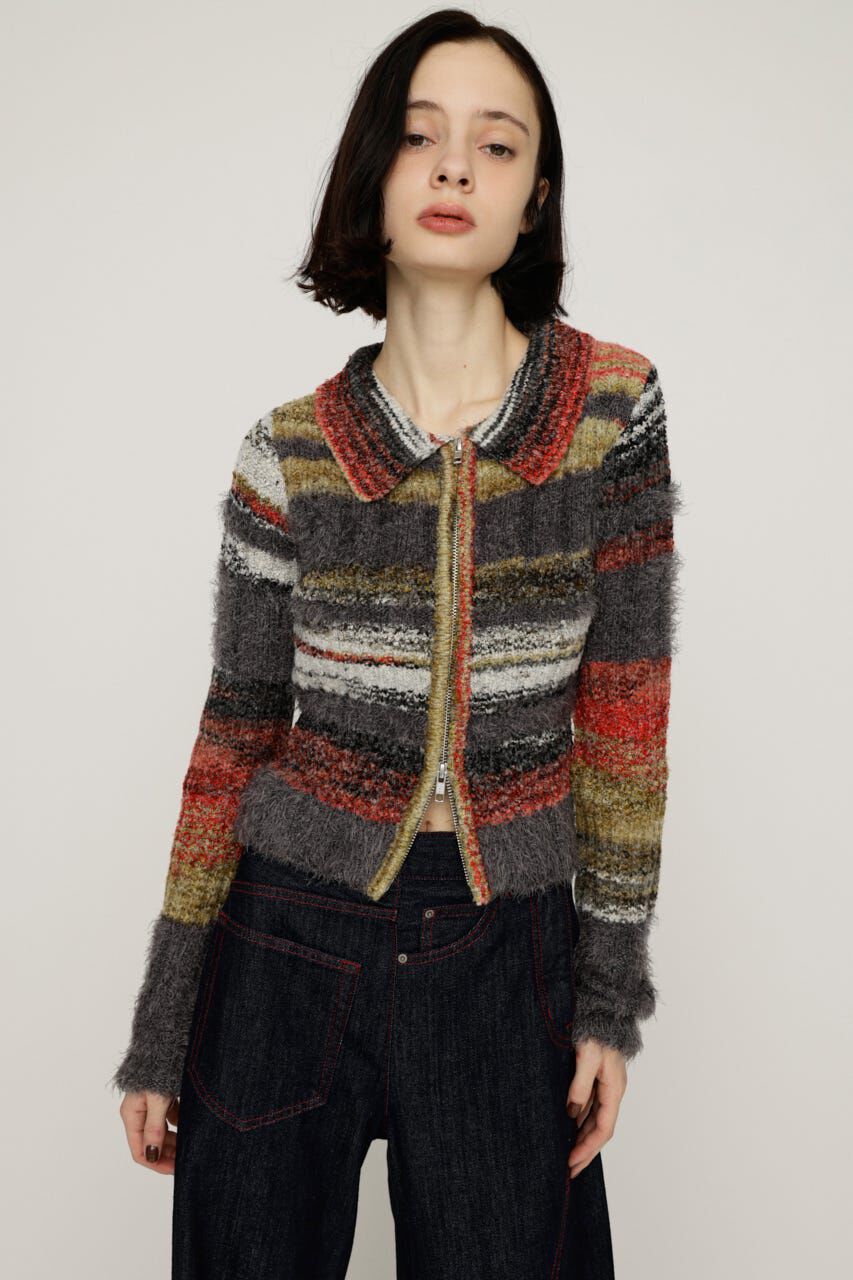 SLY「SHAGGY MIX FRONT ZIP トップス」|ニット・セーター|