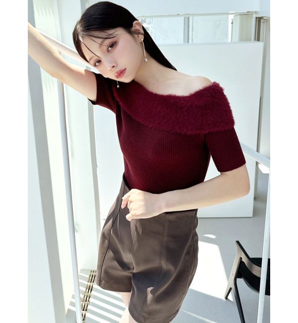 RESEXXY「シャギーコンビオフショルニットトップス」|ニット・セーター|