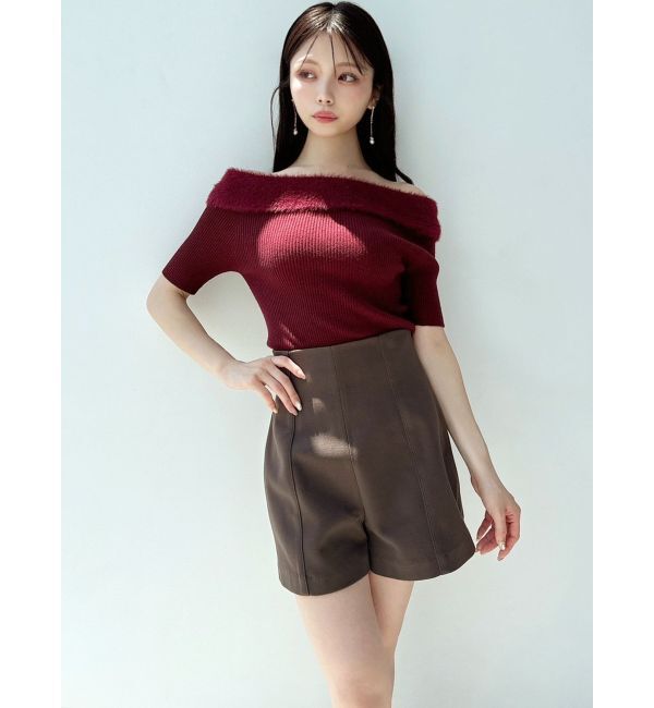 RESEXXY「シャギーコンビオフショルニットトップス」|ニット・セーター|