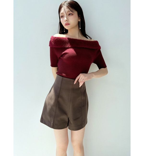 RESEXXY「シャギーコンビオフショルニットトップス」|ニット・セーター|