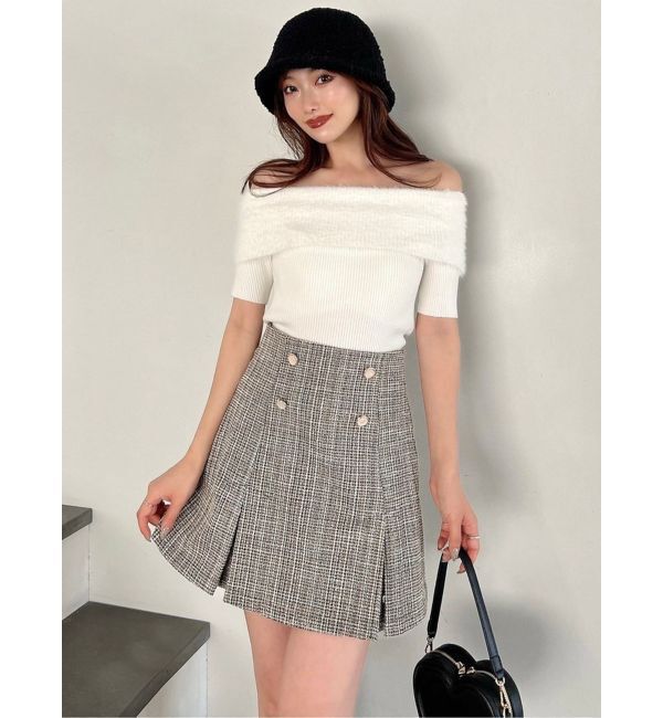 RESEXXY「シャギーコンビオフショルニットトップス」|ニット・セーター|