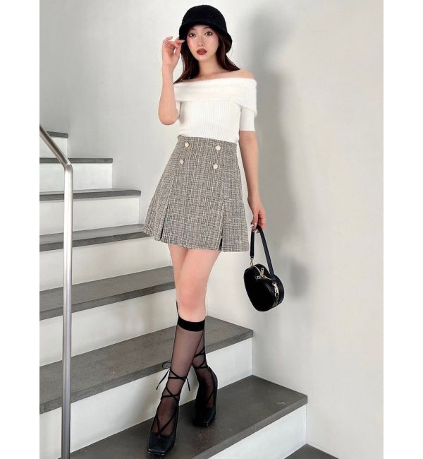 RESEXXY「シャギーコンビオフショルニットトップス」|ニット・セーター|