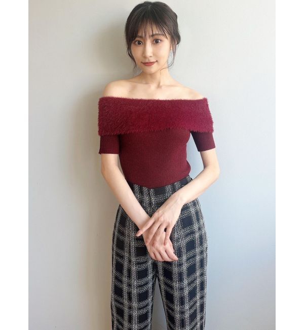 RESEXXY「シャギーコンビオフショルニットトップス」|ニット・セーター|