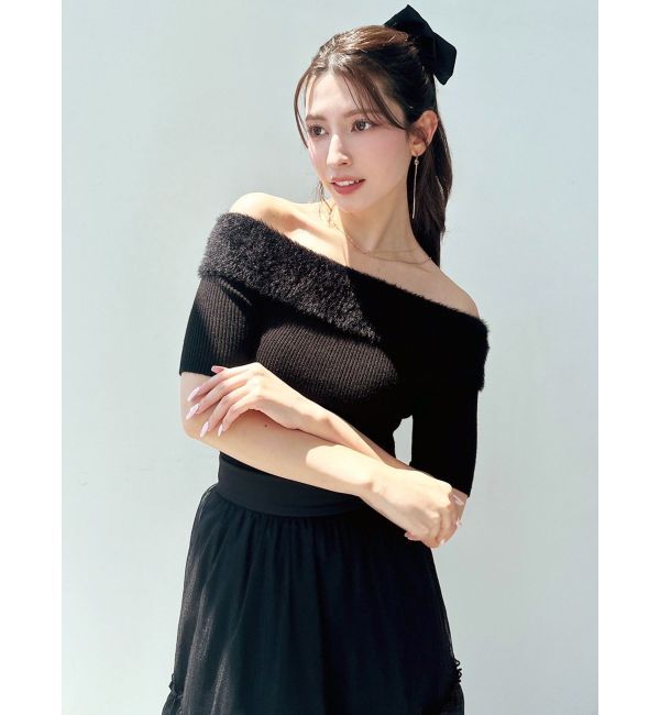 RESEXXY「シャギーコンビオフショルニットトップス」|ニット・セーター|