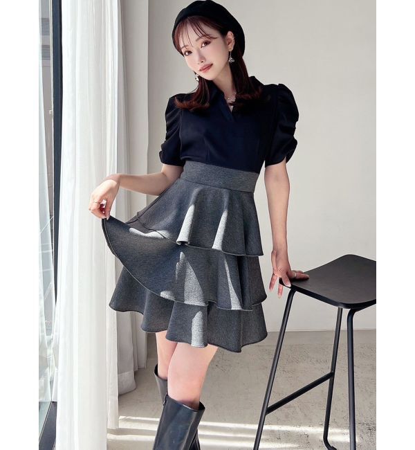 RESEXXY「ボリュームフレアミニワンピース」|ワンピース|