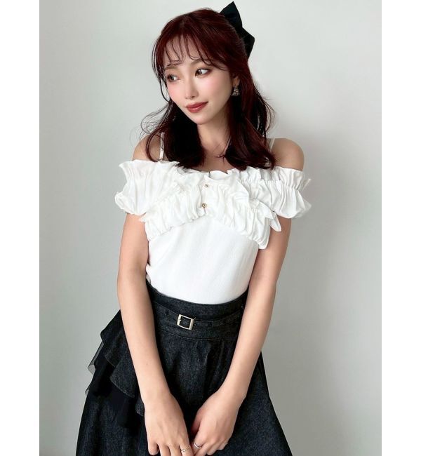 RESEXXY「ボリュームフリルドッキングカットトップス」|Tシャツ・カットソー|