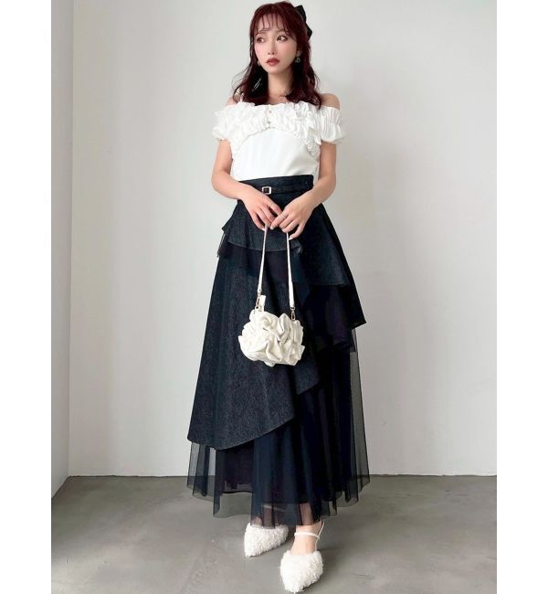 RESEXXY「ボリュームフリルドッキングカットトップス」|Tシャツ・カットソー|