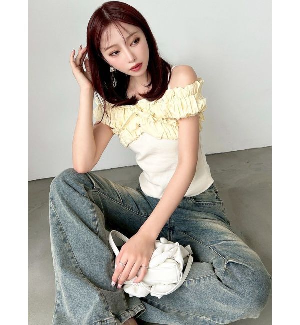 RESEXXY「ボリュームフリルドッキングカットトップス」|Tシャツ・カットソー|