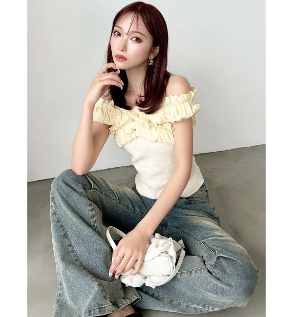 RESEXXY「ボリュームフリルドッキングカットトップス」|Tシャツ・カットソー|