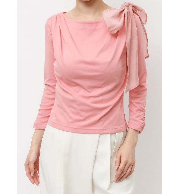 dazzlin「ネックドレープカットトップス」|Tシャツ・カットソー|ピンク