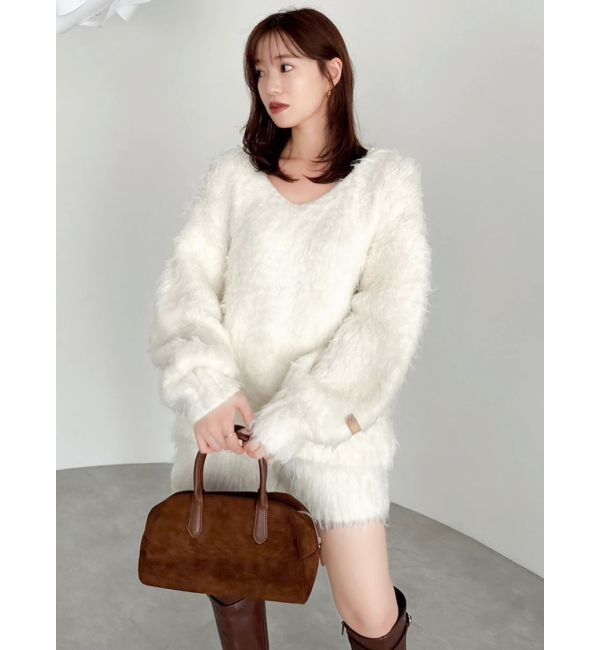 dazzlin「リップルカールニットフーディ」|ニット・セーター|