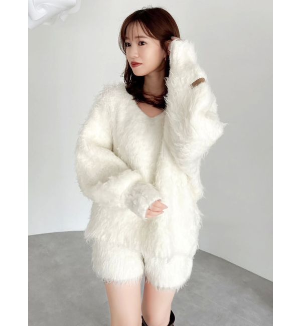 dazzlin「リップルカールニットフーディ」|ニット・セーター|