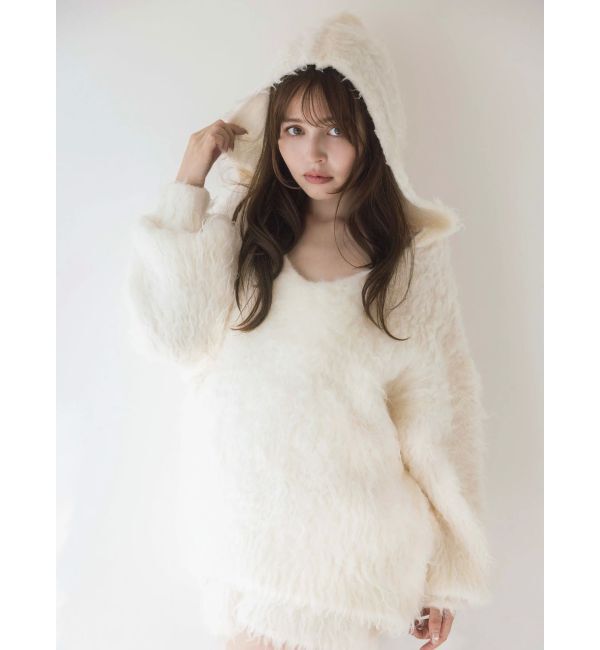 dazzlin「リップルカールニットフーディ」|ニット・セーター|