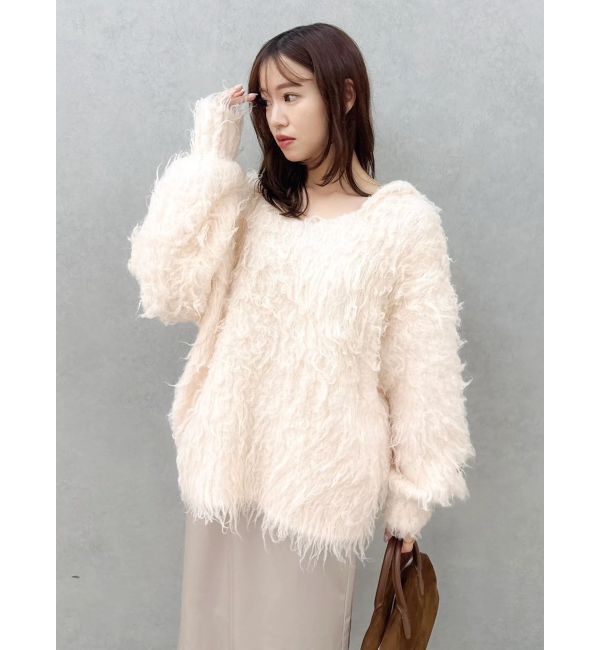 dazzlin「リップルカールニットフーディ」|ニット・セーター|