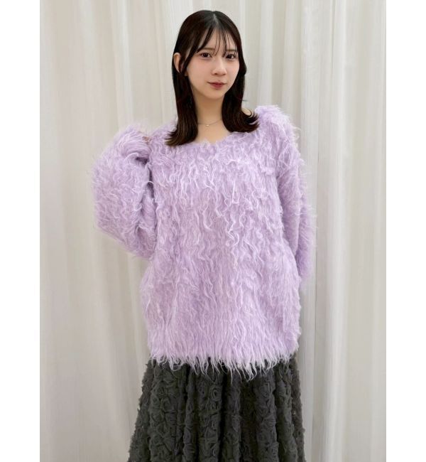 dazzlin「リップルカールニットフーディ」|ニット・セーター|