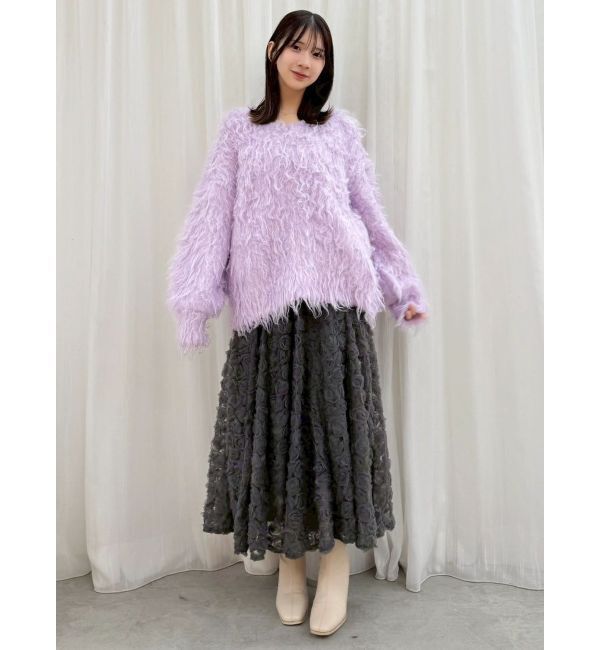 dazzlin「リップルカールニットフーディ」|ニット・セーター|