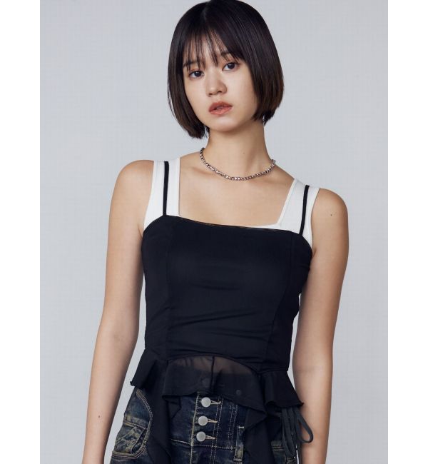 EMODA「ハングラッフルキャミソール」|Tシャツ・カットソー|ブラック