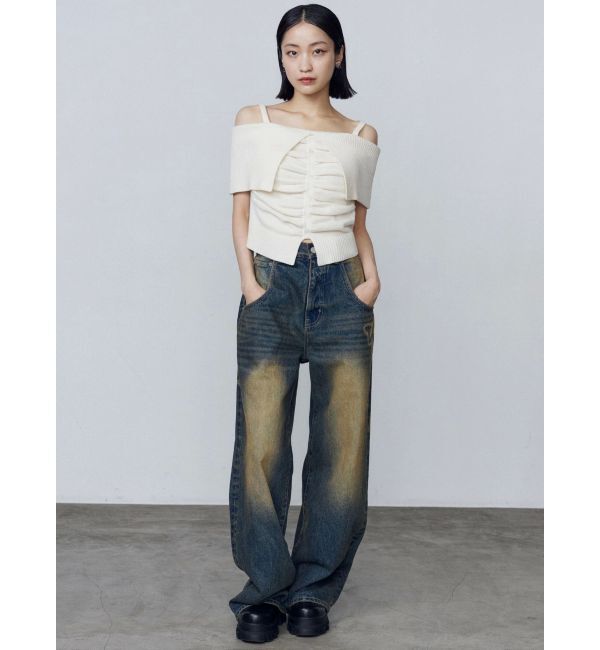 EMODA「リボングラフィックルーズジーンズ」|デニム|