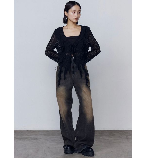 EMODA「リボングラフィックルーズジーンズ」|デニム|