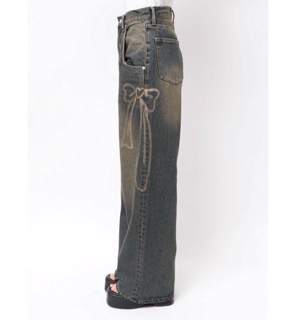 EMODA「リボングラフィックルーズジーンズ」|デニム|