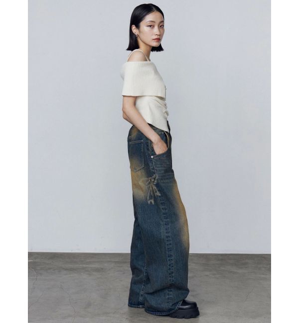 EMODA「リボングラフィックルーズジーンズ」|デニム|