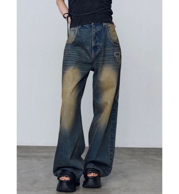 EMODA「リボングラフィックルーズジーンズ」|デニム|