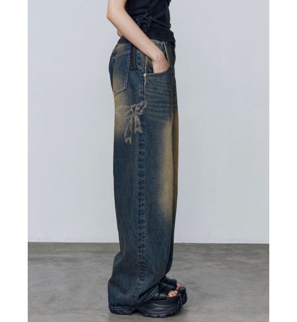 EMODA「リボングラフィックルーズジーンズ」|デニム|