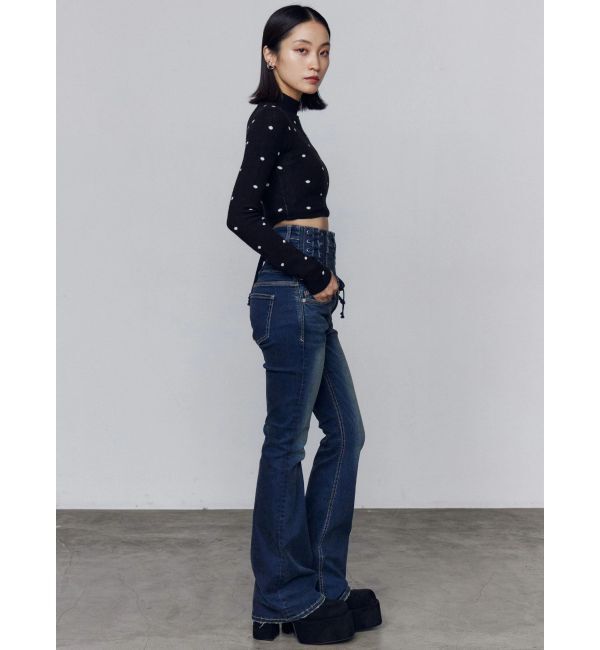 EMODA「スリーレスアップハイウエストフレアパギンス」|デニム|