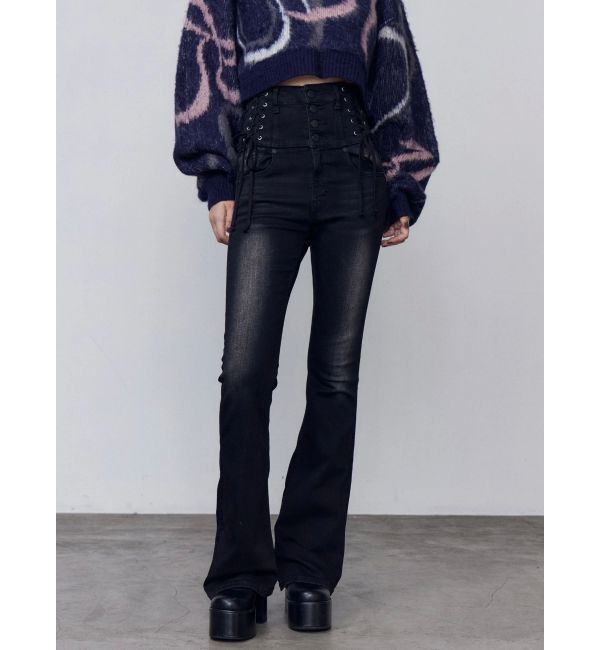 EMODA「スリーレスアップハイウエストフレアパギンス」|デニム|