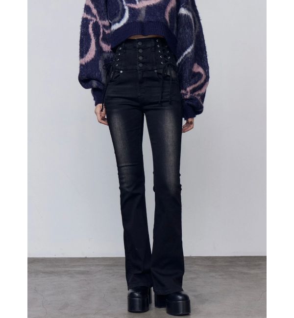 EMODA「スリーレスアップハイウエストフレアパギンス」|デニム|