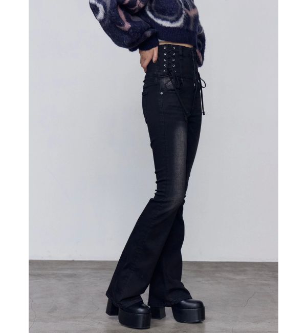 EMODA「スリーレスアップハイウエストフレアパギンス」|デニム|