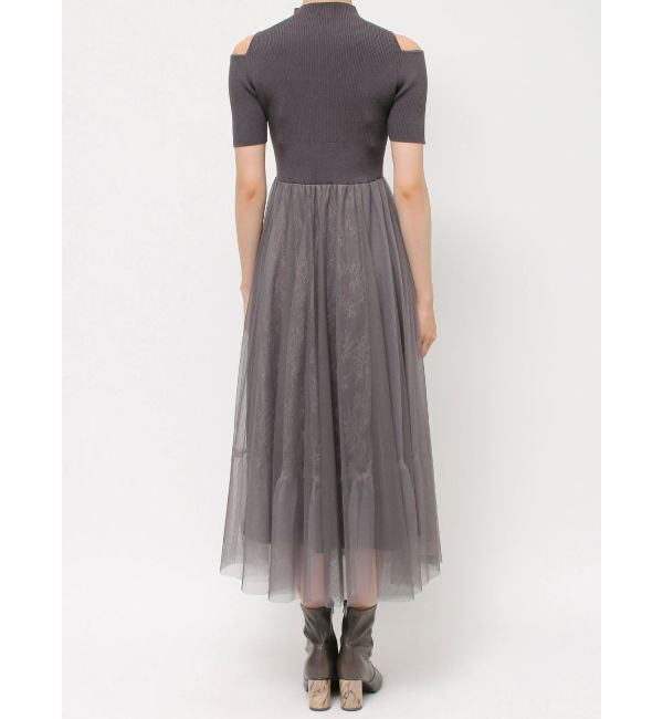 MERCURYDUO「チュールドッキングオープンショルダーワンピース」|ワンピース|