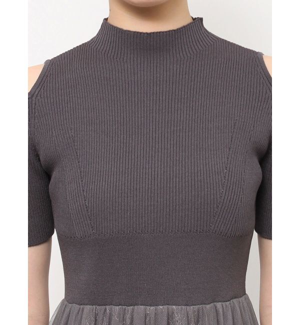 MERCURYDUO「チュールドッキングオープンショルダーワンピース」|ワンピース|